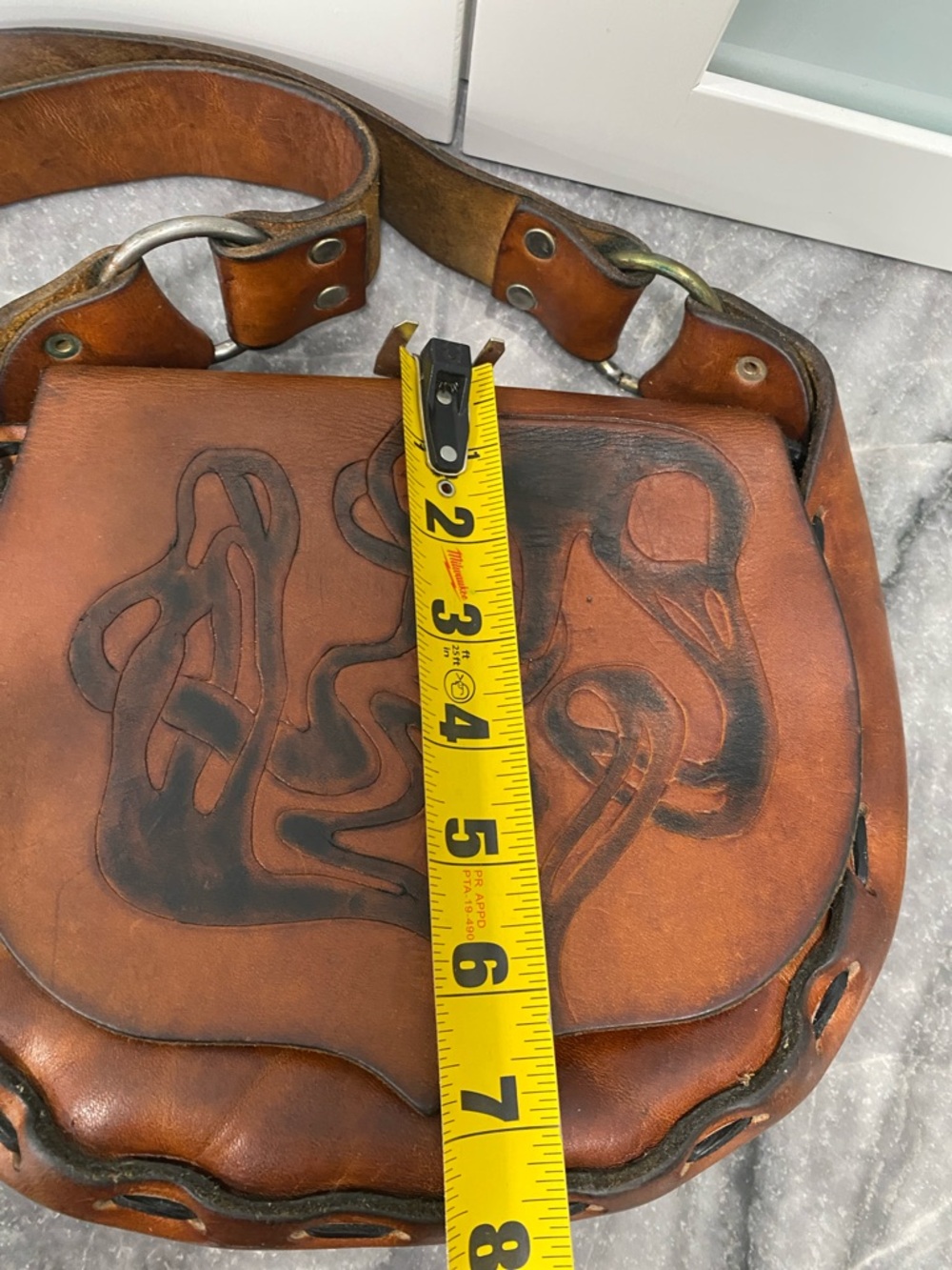 Handcrafted Brown Leather Crossbody Bag - Vintage - Picture 16 of 16